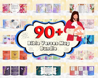 90+ Bible Verse Mug Wrap Designs, Christian PNG (Digital Download)