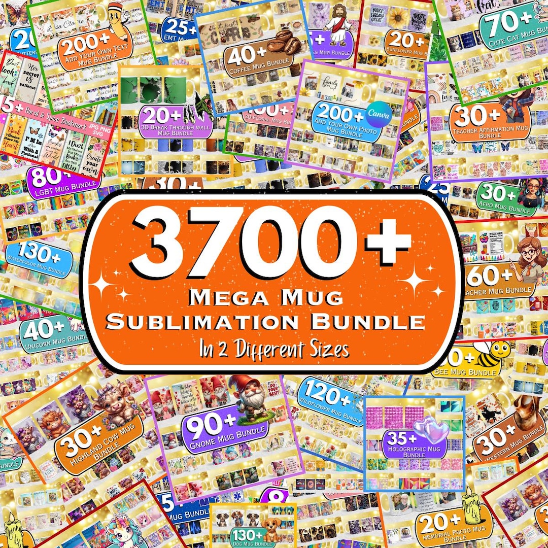 3700 + Mega Mug Wrap Bundle, 11oz & 15oz Mug Sublimation Designs ...