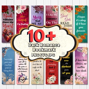 10 + Dark Romance Bookmark Design Bundle, Romance Novels Bookmark, Fantasy Night Bookmark, Love Printable Bookmark, Romantic Quotes Bookmark