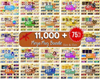 11000+ Mega Mug Wrap Bundle, 11 Unzen 15 Unzen Tassen Sublimationsdesigns, Lehrer Tasse, Fototasse, Mama Tasse, Kaffeetasse, Cartoon Mug Wrap, Tassenbündel