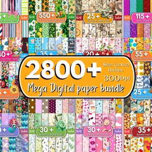 2800+ Mega Digital Paper, Carta senza cuciture, Carta digitale di Pasqua, Carta per album, Carta digitale floreale, Motivi digitali, Sfondo senza cuciture