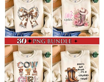 Cowgirl PNG Design Bundle, Western Rodeo Clipart (digital nedladdning)