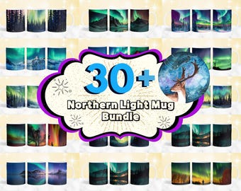 Nordlichter Mug Wrap Bundle, Alaska Nachthimmel (Digitaler Download)