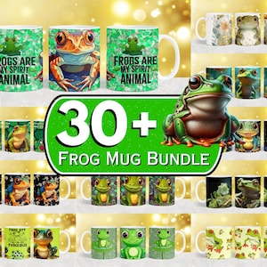 30 + Frog Mug Bundle, Baby Frog Mug Wrap, Cute Frog Coffee Mug Wrap, Frog Lover Mug Wrap, Animal Mug, 11oz & 15oz Frog Sublimation Design