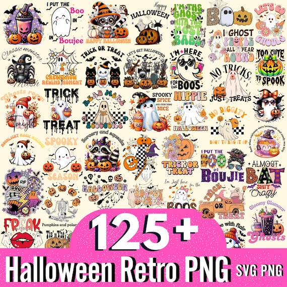 125+ Retro Halloween  Png Bundle, Boo Boo Crew Png, Whitchy Vibes Png, Spooky Png, Pumpkin Ghost Png, Halloween Season Png, Ghost Quotes PNG