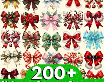 Paquete de más de 200 coquetas navideñas PNG, Navidad retro PNG, lazo navideño PNG, Feliz Navidad PNG, Papá Noel PNG, lazo navideño PNG