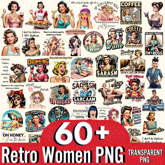 60+ Retro Woman Png Bundle, 1950s Woman Png, Sarcastic Housewife Png, Sassy Mom Png, Retro Women, Pod Crafts Png, Boss Lady Png, Funny Woman