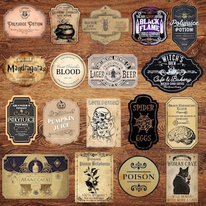 200 Potion Labels Sticker, Halloween Potion Labels, Halloween Bottle ...