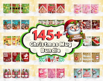 145+ Christmas Mug Wrap, Santa Claus Mug Wrap, Christmas Gnome Mug Wrap, 11oz & 15oz Xmas Mug, Winter Holiday Mug Wrap, Xmas Sublimation PNG
