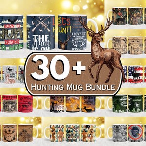 30 + Hunting Mug Bundle, Hunting Wilderness Deer Mug Wrap, 3D Deer American Flag Mug Wrap, 11oz & 15oz Coffee Mug, Mug Sublimation Design