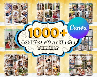 1000 + Mega Fügen Sie Ihr eigenes Foto hinzu Tumbler Wrap Designs, Collage Tumbler, Foto Sublimationsbecher, Canva Fügen Sie Ihr eigenes Foto, eigenen Fotobecher hinzu