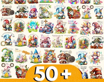 50 + Easter Gnome Png Designs Bundle, Happy Easter Png, Easter Gnome Clipart, Cute SPring Gnome Png, Easter Vibes Png, Gnome Sublimation Png