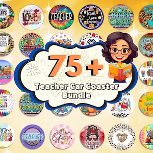 75+ Teacher Car Coaster Designs, Teaching Sublimation Coaster, Teacher Life PNG, Western Teacher Car Coaster PNG, Coaster Designs, Round PNG