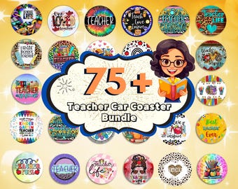 75+ Teacher Car Coaster Designs, Teaching Sublimation Coaster, Teacher Life PNG, Western Teacher Car Coaster PNG, Coaster Designs, Round PNG