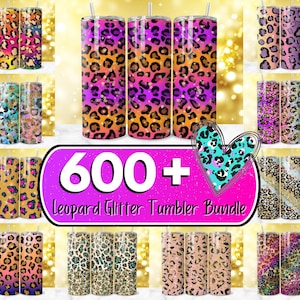 600+ Glitter Leopard Tumbler Wrap Bundle, Leopard Print Tumbler, Glitter Cheetah Tumbler,  20oz Leopard Sublimation Designs, Leopard Print