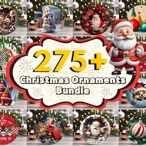 275 + Christmas Ornaments Bundle, Christmas Ornament PNG Designs, Christmas Round Ornament Sublimation, Round Hanging PNG, Christmas Png Svg