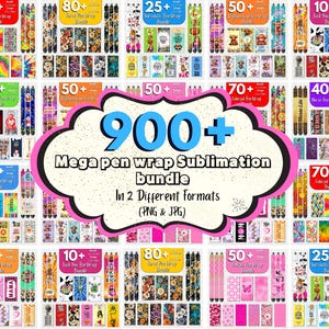 Puede incluir: Un collage de diseños coloridos para envolturas de bolígrafos para sublimación. La imagen muestra más de 900 diseños diferentes en dos formatos, PNG y JPG. Los diseños incluyen varios temas, como floral, geométrico, abstracto y más.