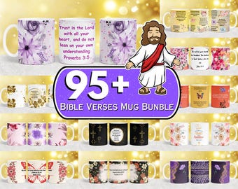 95 + Bible Verses Mug Wrap Designs, 11oz & 15o Mug Designs, Christian Mug, Faith Mug, Religious Mug, Faith Affirmation, Bible Quotes Mug PNG
