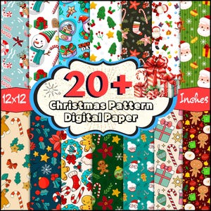 20+ Christmas Pattern Digital Paper, Merry Christmas Clipart, Santa Claus Background, Christmas Tree Wallpaper, Xmas Theme Pattern Paper PNG
