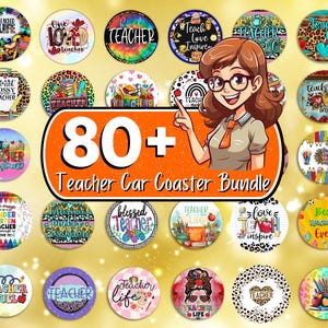 80+ Teacher Car Coaster Designs, Teaching Sublimation Coaster, Teacher Life PNG, Western Teacher Car Coaster PNG, Coaster Designs, Round PNG