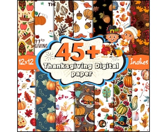 45+ Papel digital de Ação de Graças, Papel digital de outono, Padrão de Ação de Graças, Papel digital de folhas de outono, Papel digital de abóbora, Álbum de recortes de outono