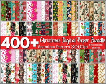 Christmas Digital Paper pack, Vintage Christmas Digital Paper, Christmas Scrapbook, Christmas Seamless Pattern, Christmas Backgrounds PNG