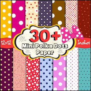 30 + Mini Polka Dot Digital Paper Pack, Dotted Printable Paper, Polka Dot Seamless Pattern, Watercolor Polka Dot Clipart, Commercial Use