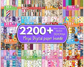 2200+ Mega Digital Paper Pack, Scrapbook Backgrounds (Digital Download)