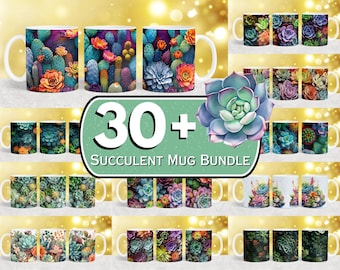 30 + Succulent Mug Wrap, Plant Mug Wrap, Cactus Mug Wrap, Floral Mug Wrap, Plants Lover Mug Wrap, Succulent Coffee Mug, 11oz & 15oz Mug Wrap