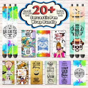 20 + Sarcastic Pen Wrap Design Bundle, Sarcastic Quote Pen Wrap, Funny Pen Wrap, Pen Sublimation, Snarky Pen Wrap, Sassy Pen Wrap Design PNG