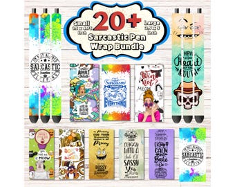20 + Sarcastic Pen Wrap Design Bundle, Sarcastic Quote Pen Wrap, Funny Pen Wrap, Pen Sublimation, Snarky Pen Wrap, Sassy Pen Wrap Design PNG