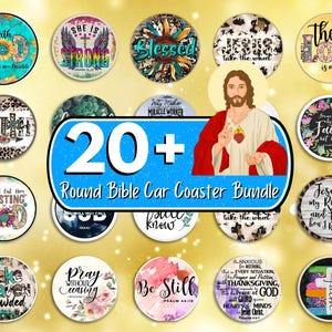 20 + Bible Verses Car Coaster, Bible Coaster Sublimation Designs, Round Car Coasters, Christian Quotes Car Coaster, Faith Coaster, Bible PNG