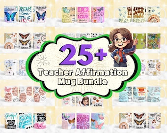 Más de 25 diseños de tazas con frases para maestros, diseños de tazas de agradecimiento para maestros de 325 y 405 ml, tazas PNG con frases de vida docente, diseños de sublimación para maestros