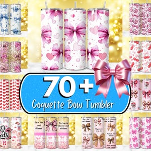 Paquete de más de 70 diseños de vasos con lazos coquetos: vaso con lazos coquetos florales, vaso con lazos rosas, vaso con un diseño shabby chic para niña, vaso con lazo vintage