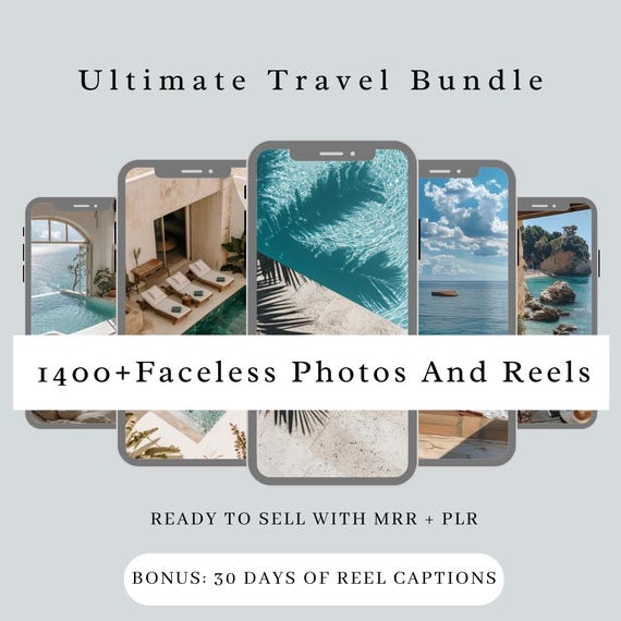 Luxury Travel Reels: 1400+ Vacation Videos, MRR + PLR