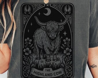 Comfort Colors® Highland Cow Tarot Card T-shirt,Country Girl Heifer Tshirt - Ranch Tee,Cow Gifts For Cow Lovers - Cowgirl Gifts Highland cow