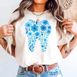 Floral Tooth Shirt, Retro Dentist Shirt, Dental Student Gift Dental Hygienist, Dental Assistant Shirt