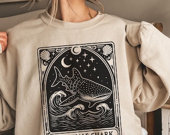 Whale Shark Tarot Card Sweatshirt, Whale Shark Sweatshirt, Ocean Shirt,Shark Gifts,Whale Shark, Ocean Lover Gift, Shark Gifts, Whale
