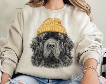 Newfoundland Sweatshirt, Newfie Dad, I Got That Dog In Me, Linocut Shirt, Dog Beanie Shirt, Tibetan Mastiff, Newfie Gifts