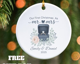mr mrs ornament - Wedding Gift - Personalized First Christmas Keepsake - Our 1st Christmas Mr & Mrs Ornament - Housewarming mr and mrs idea