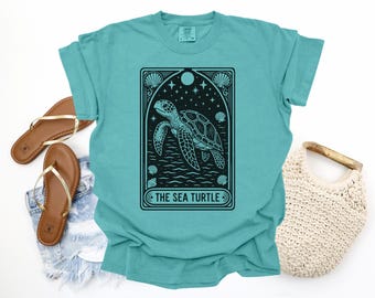 Sea Turtle Tarot Card Shirt, Comfort Colors Sea Turtles Shirt, Comfort, Save The Turtles T-Shirt, Beach Tee, Sea World Shirt, Mom Gift Shirt