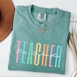 Comfort Colors® Custom Teacher Shirt, Teacher Team Shirts, Personalized School Tshirt, Teacher Gift, Customized Name Teacher Shirt Gifts