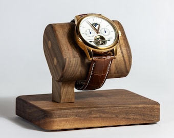 Handmade Solid Walnut Watch Stand – Minimalist Organizer for Desk, Dresser or Nightstand
