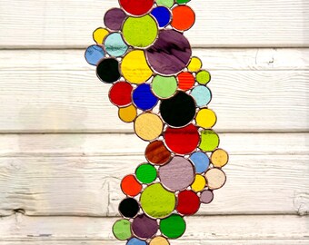 Stained Glass Bubble Suncatcher, Handmade Colorful Glass Decor