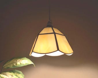 Handmade White Stained Glass Pendant Lampshade