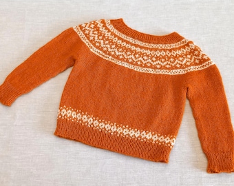 Hand Knitted Wool Toddler Sweater, 100% Sheep Wool
