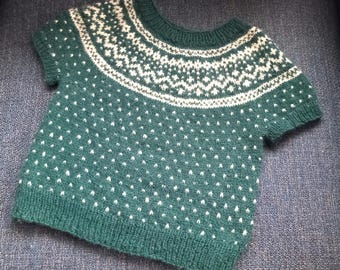 Hand Knitted Wool Toddler Sweater, Short Sleeve Pullover
