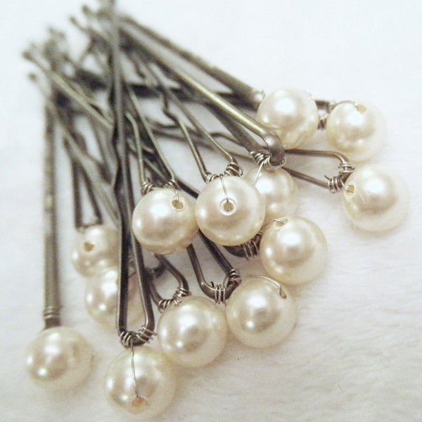 Pearl Hair Pins - Ivory set of 12 Bridal bobby pins (Also in: Cream or Gold)  Wedding Hair Accessory