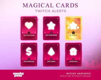 Pink Neon Magical Stream Alerts | Witchy Animated Tarot Card Design