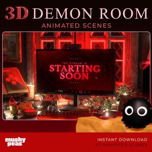 Sobreposição de twitch demoníaca animada em 3D | Telas de transmissão de Halloween | Sobreposição de twitch com tema de terror, bruxaria, demoníaco, culto e vermelho escuro